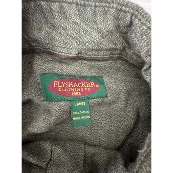 "Flyshacker" 100% Cotton Long Sleeve Button Up Shirt SZ L BROKEN SNAP - Picture 6 of 9